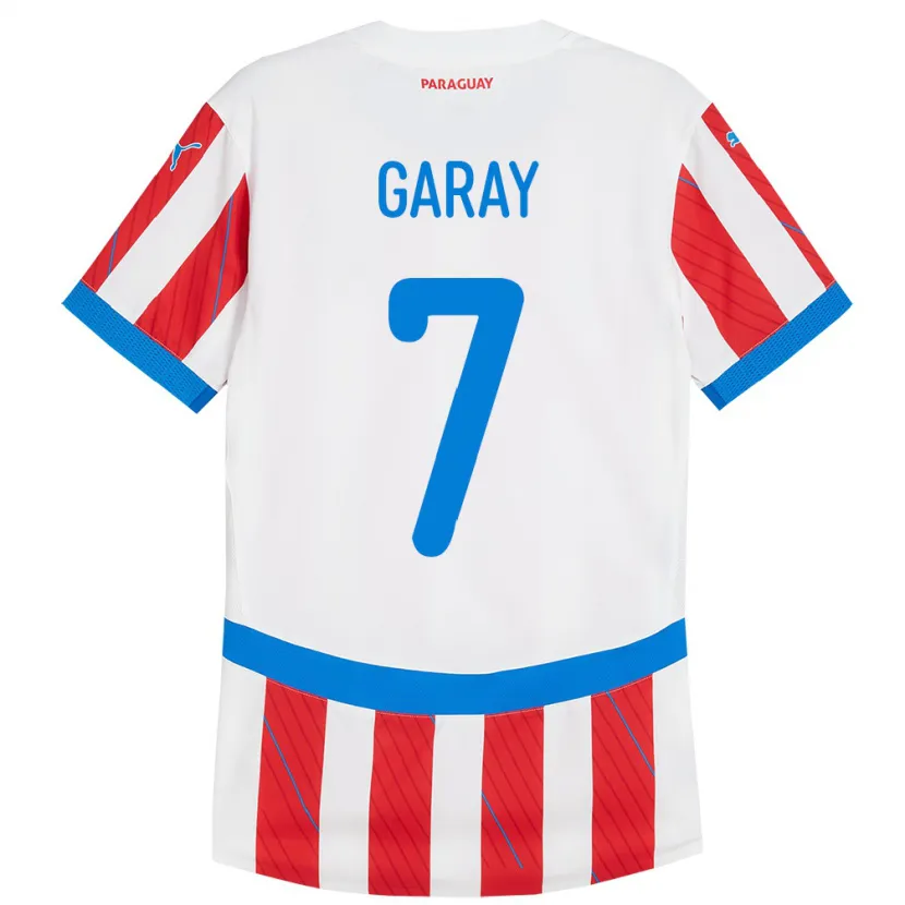 Danxen Hombre Camiseta Paraguay Griselda Garay #7 Blanco Rojo 1ª Equipación 24-26 La Camisa