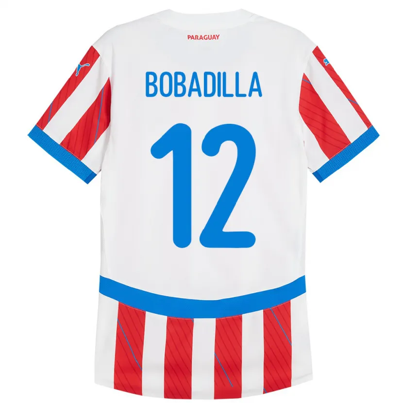 Danxen Hombre Camiseta Paraguay Alicia Bobadilla #12 Blanco Rojo 1ª Equipación 24-26 La Camisa