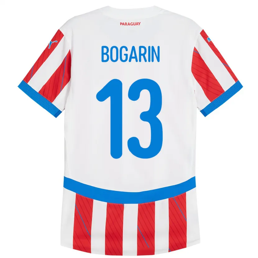 Danxen Hombre Camiseta Paraguay Dahiana Bogarín #13 Blanco Rojo 1ª Equipación 24-26 La Camisa