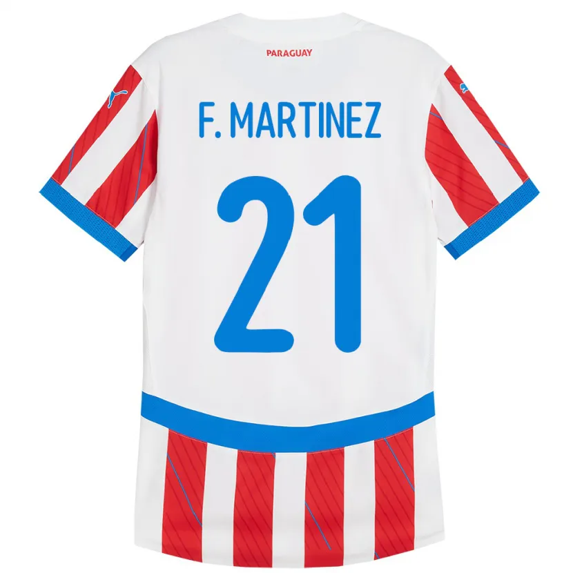 Danxen Hombre Camiseta Paraguay Fiorela Martínez #21 Blanco Rojo 1ª Equipación 24-26 La Camisa