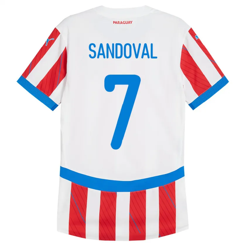 Danxen Hombre Camiseta Paraguay Fabiola Sandoval #7 Blanco Rojo 1ª Equipación 24-26 La Camisa
