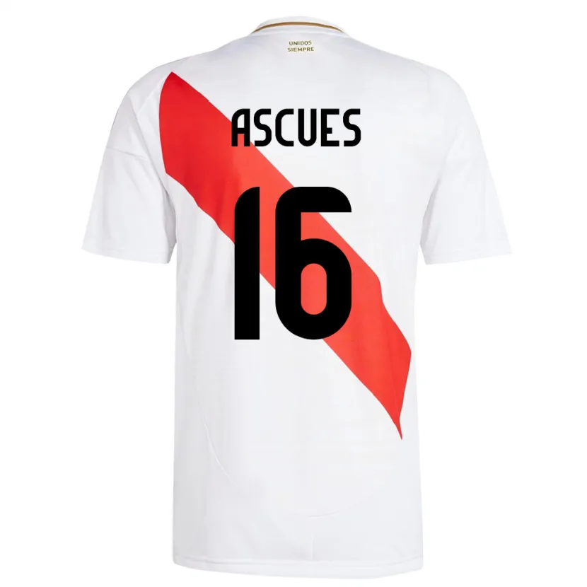 Danxen Hombre Camiseta Perú Carlos Ascues #16 Blanco 1ª Equipación 24-26 La Camisa
