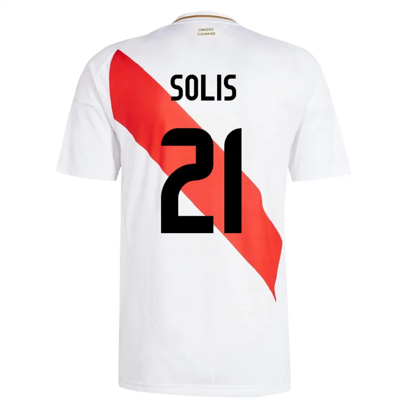 Danxen Hombre Camiseta Perú Renato Solís #21 Blanco 1ª Equipación 24-26 La Camisa