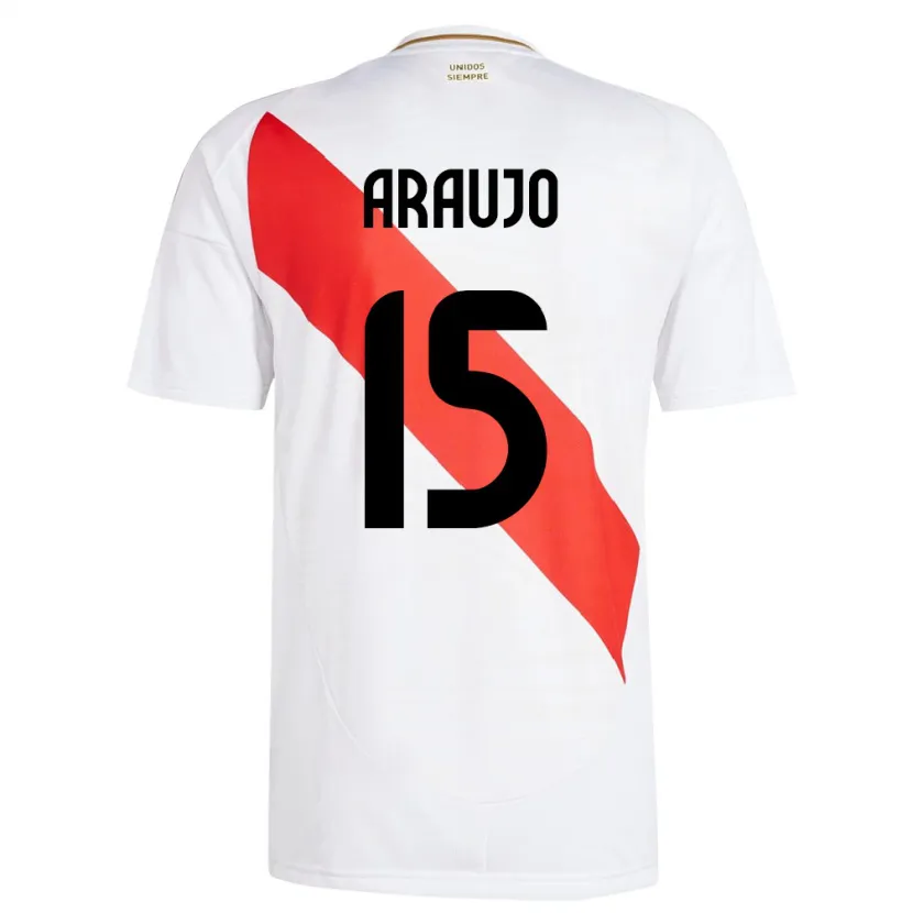 Danxen Hombre Camiseta Perú Miguel Araujo #15 Blanco 1ª Equipación 24-26 La Camisa