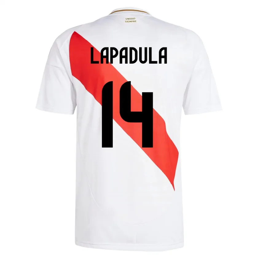 Danxen Hombre Camiseta Perú Gianluca Lapadula #14 Blanco 1ª Equipación 24-26 La Camisa