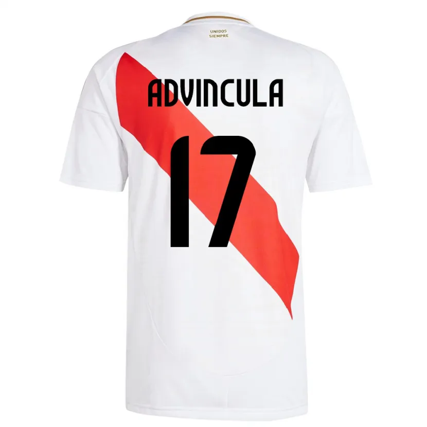 Danxen Hombre Camiseta Perú Luis Advíncula #17 Blanco 1ª Equipación 24-26 La Camisa