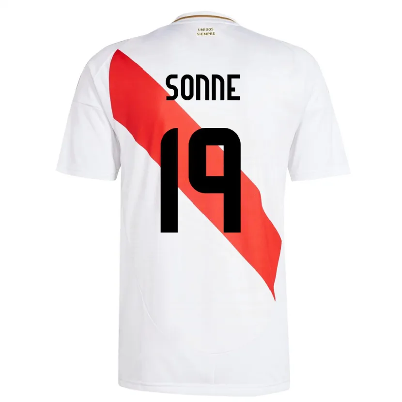 Danxen Hombre Camiseta Perú Oliver Sonne #19 Blanco 1ª Equipación 24-26 La Camisa