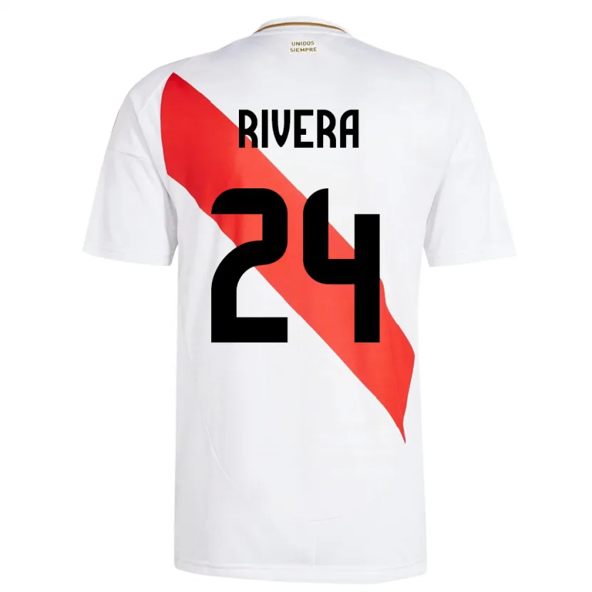 Danxen Hombre Camiseta Perú José Rivera #24 Blanco 1ª Equipación 24-26 La Camisa