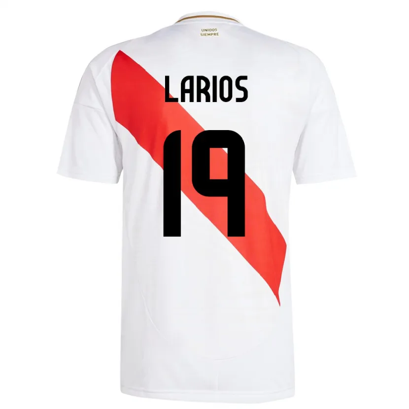 Danxen Hombre Camiseta Perú Guillermo Larios #19 Blanco 1ª Equipación 24-26 La Camisa
