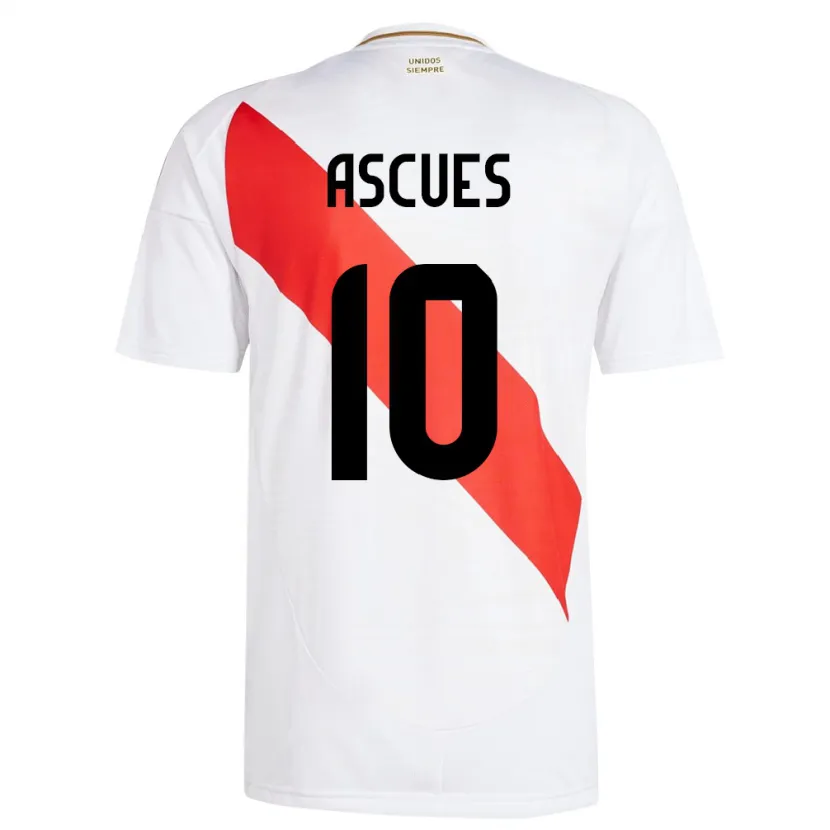 Danxen Hombre Camiseta Perú Adrián Ascues #10 Blanco 1ª Equipación 24-26 La Camisa