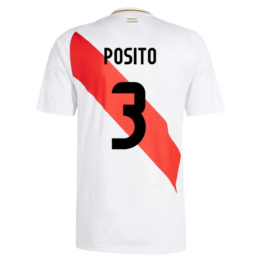 Danxen Hombre Camiseta Perú Alejandro Pósito #3 Blanco 1ª Equipación 24-26 La Camisa