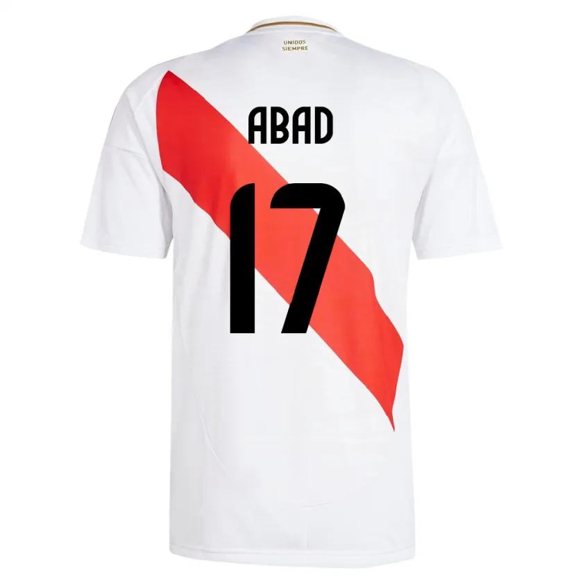 Danxen Hombre Camiseta Perú Kelvin Abad #17 Blanco 1ª Equipación 24-26 La Camisa