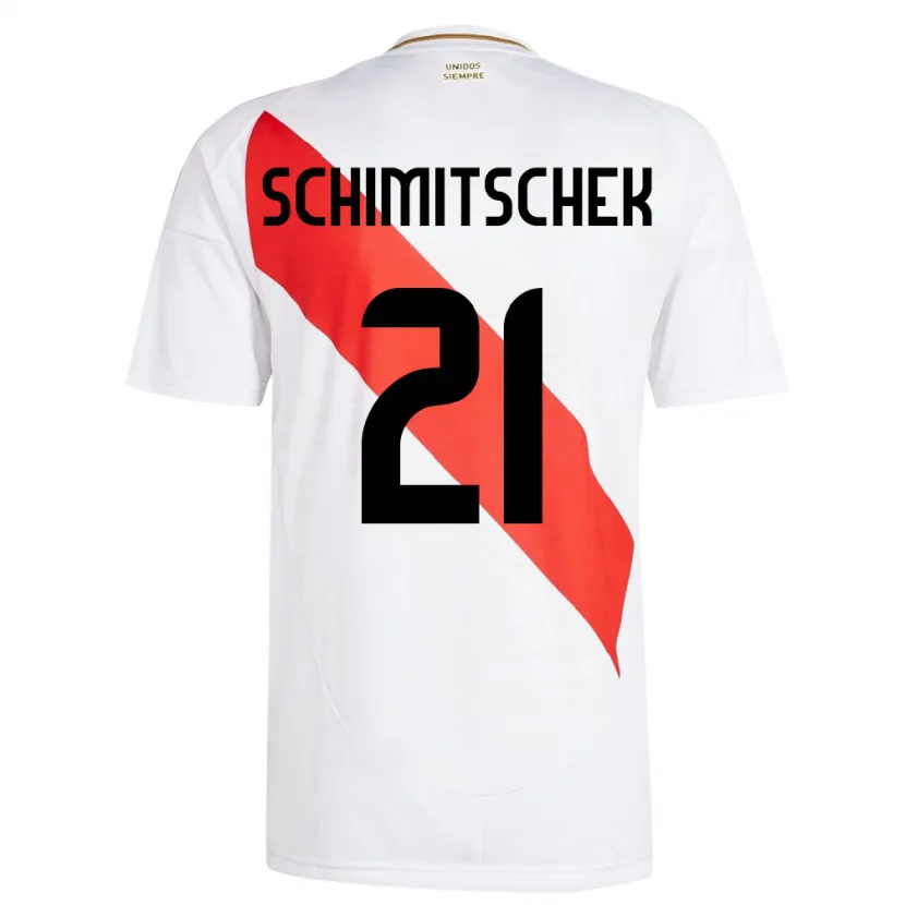Danxen Hombre Camiseta Perú Ian Schimitschek #21 Blanco 1ª Equipación 24-26 La Camisa
