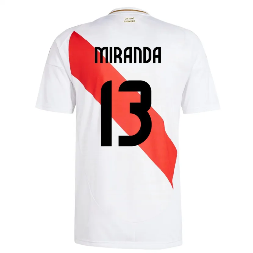 Danxen Hombre Camiseta Perú Yoselin Miranda #13 Blanco 1ª Equipación 24-26 La Camisa