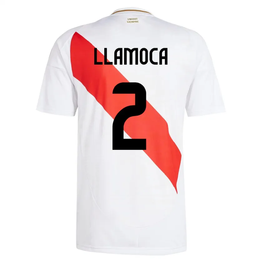 Danxen Hombre Camiseta Perú Braelynn Llamoca #2 Blanco 1ª Equipación 24-26 La Camisa