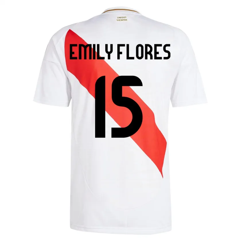 Danxen Hombre Camiseta Perú Emily Flores #15 Blanco 1ª Equipación 24-26 La Camisa