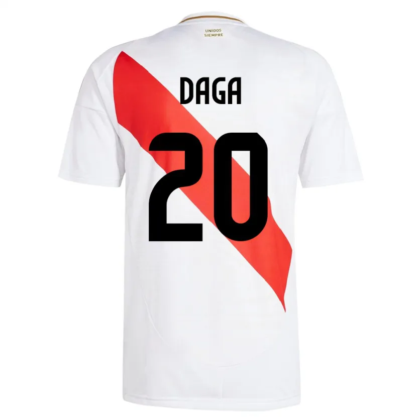 Danxen Hombre Camiseta Perú Azucena Daga #20 Blanco 1ª Equipación 24-26 La Camisa