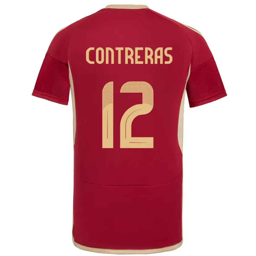 Danxen Hombre Camiseta Venezuela José Contreras #12 Borgoña 1ª Equipación 24-26 La Camisa