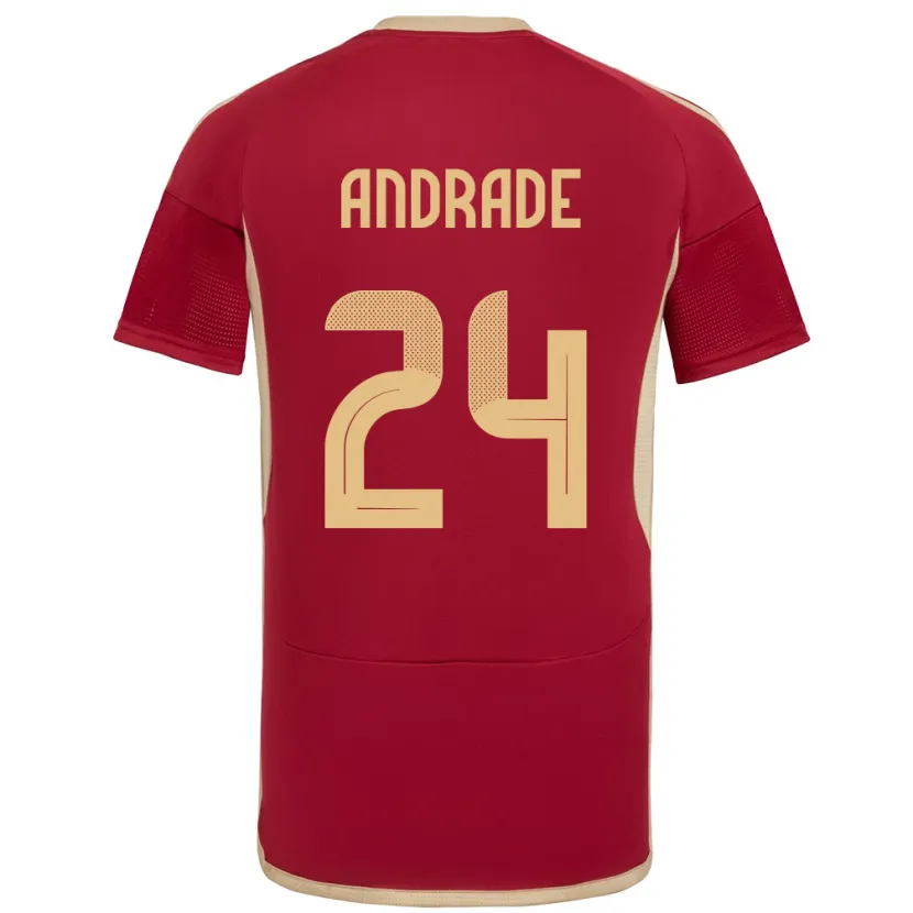 Danxen Hombre Camiseta Venezuela Kervin Andrade #24 Borgoña 1ª Equipación 24-26 La Camisa