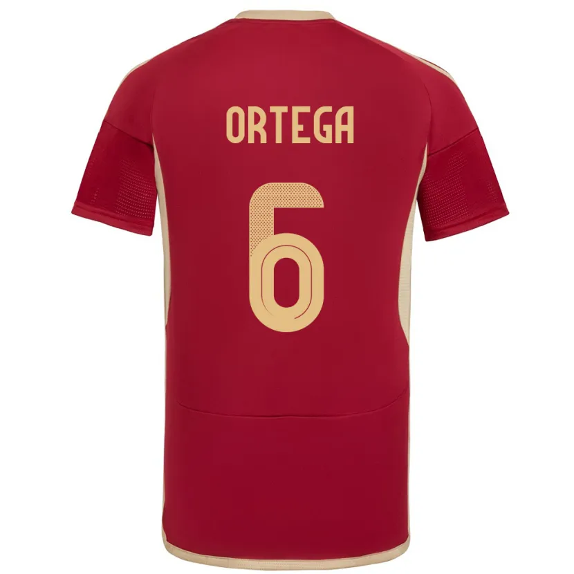 Danxen Hombre Camiseta Venezuela Bryant Ortega #6 Borgoña 1ª Equipación 24-26 La Camisa