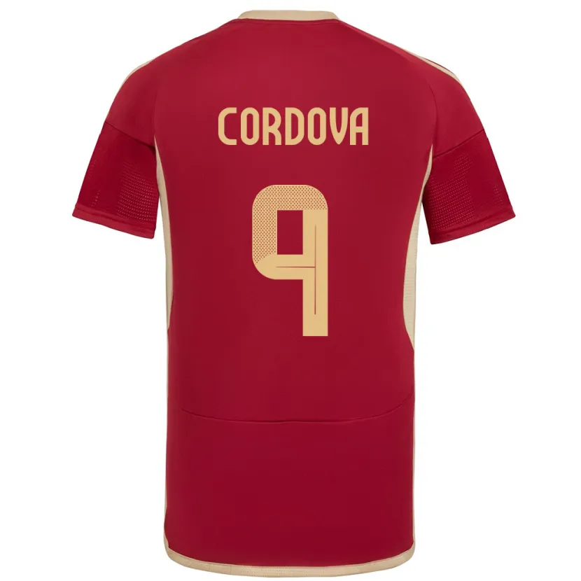 Danxen Hombre Camiseta Venezuela Sergio Córdova #9 Borgoña 1ª Equipación 24-26 La Camisa