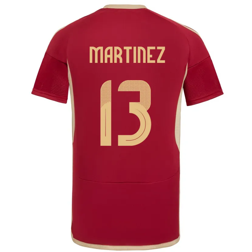 Danxen Hombre Camiseta Venezuela José Martínez #13 Borgoña 1ª Equipación 24-26 La Camisa