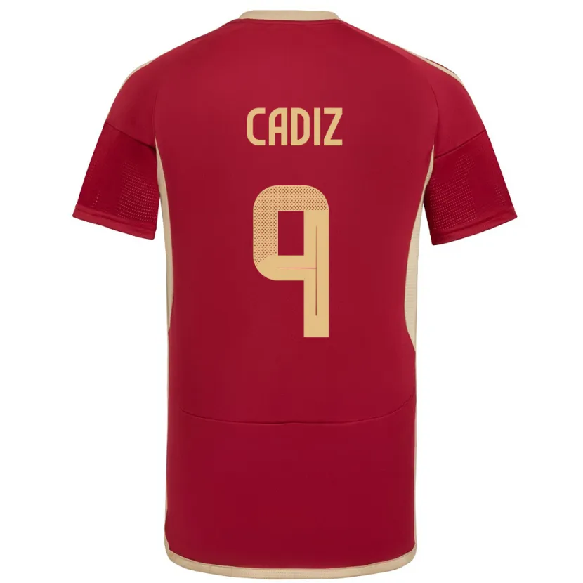 Danxen Hombre Camiseta Venezuela Jhonder Cádiz #9 Borgoña 1ª Equipación 24-26 La Camisa