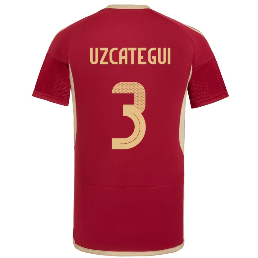 Danxen Hombre Camiseta Venezuela Rafael Uzcátegui #3 Borgoña 1ª Equipación 24-26 La Camisa