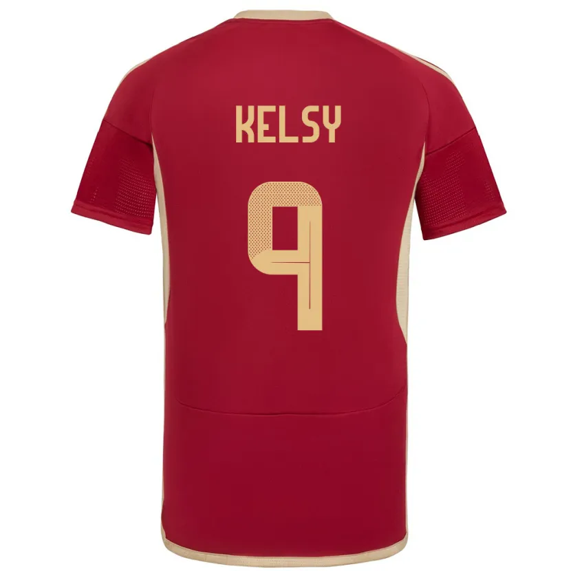 Danxen Hombre Camiseta Venezuela Kevin Kelsy #9 Borgoña 1ª Equipación 24-26 La Camisa