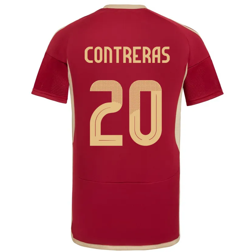 Danxen Hombre Camiseta Venezuela Anderson Contreras #20 Borgoña 1ª Equipación 24-26 La Camisa