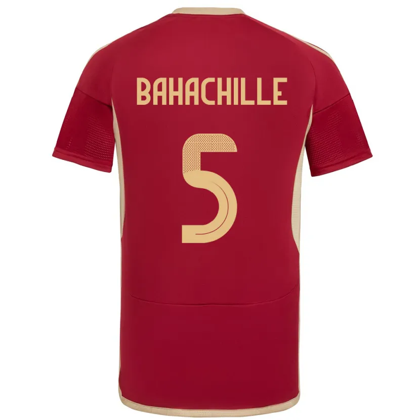 Danxen Hombre Camiseta Venezuela Abraham Bahachille #5 Borgoña 1ª Equipación 24-26 La Camisa