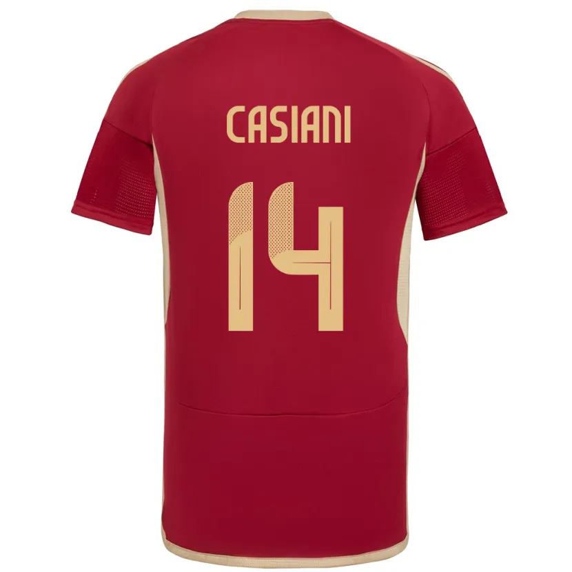 Danxen Hombre Camiseta Venezuela Luis Casiani #14 Borgoña 1ª Equipación 24-26 La Camisa