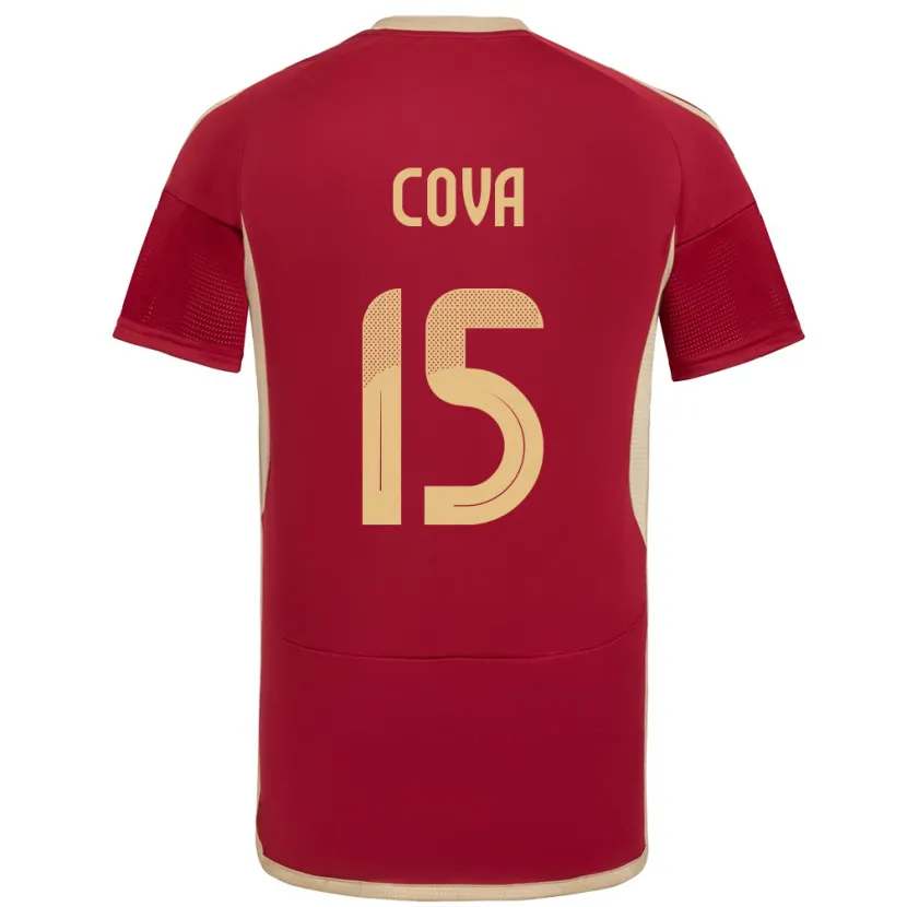 Danxen Hombre Camiseta Venezuela Adrián Cova #15 Borgoña 1ª Equipación 24-26 La Camisa