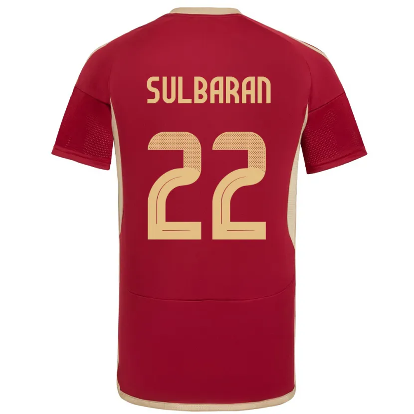 Danxen Hombre Camiseta Venezuela Manuel Sulbarán #22 Borgoña 1ª Equipación 24-26 La Camisa