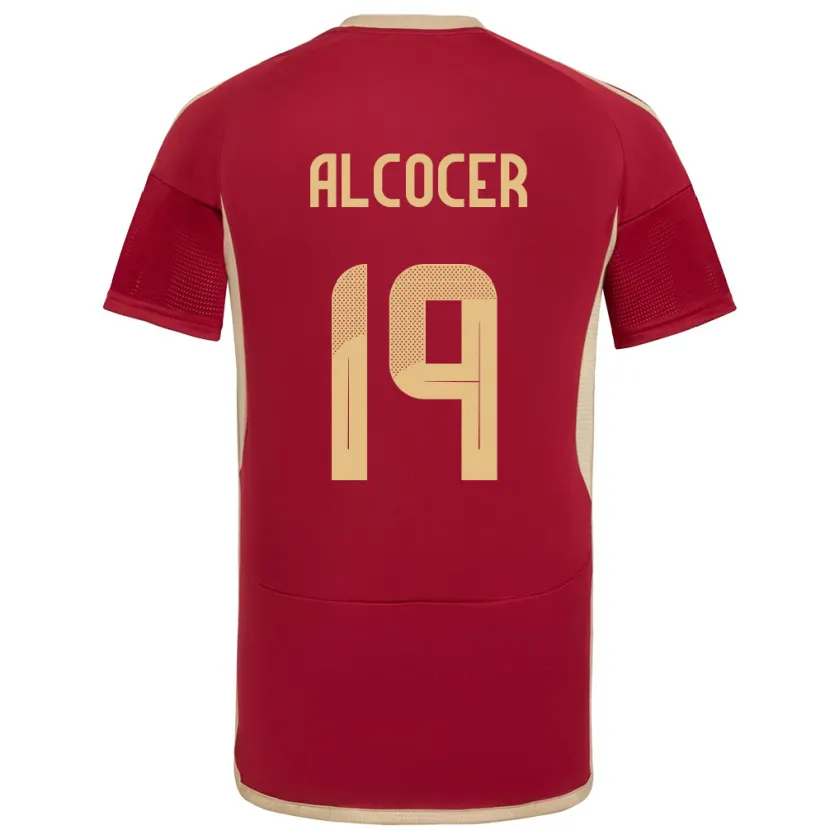 Danxen Hombre Camiseta Venezuela Brayan Alcocer #19 Borgoña 1ª Equipación 24-26 La Camisa