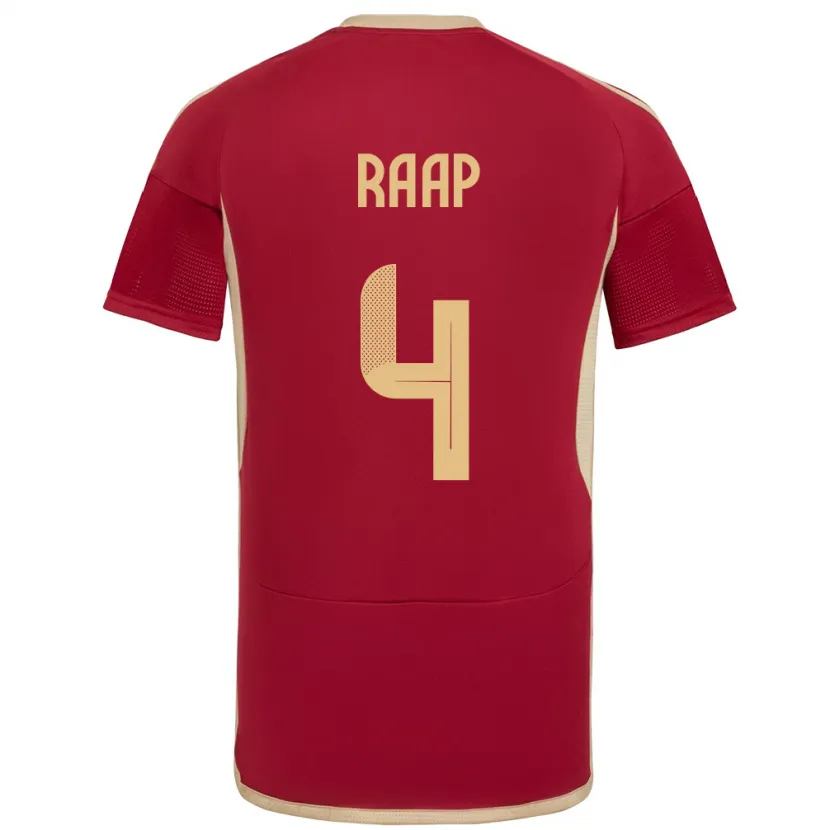 Danxen Hombre Camiseta Venezuela Yiandro Raap #4 Borgoña 1ª Equipación 24-26 La Camisa