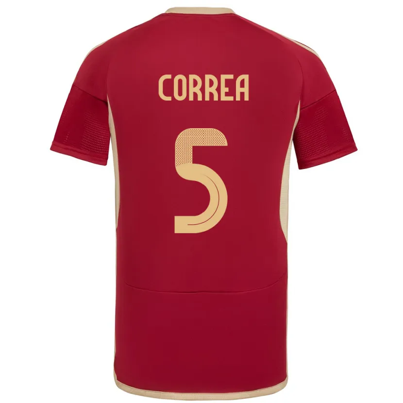 Danxen Hombre Camiseta Venezuela José Correa #5 Borgoña 1ª Equipación 24-26 La Camisa