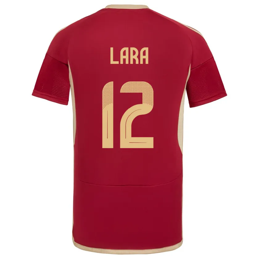 Danxen Hombre Camiseta Venezuela Jesús Lara #12 Borgoña 1ª Equipación 24-26 La Camisa