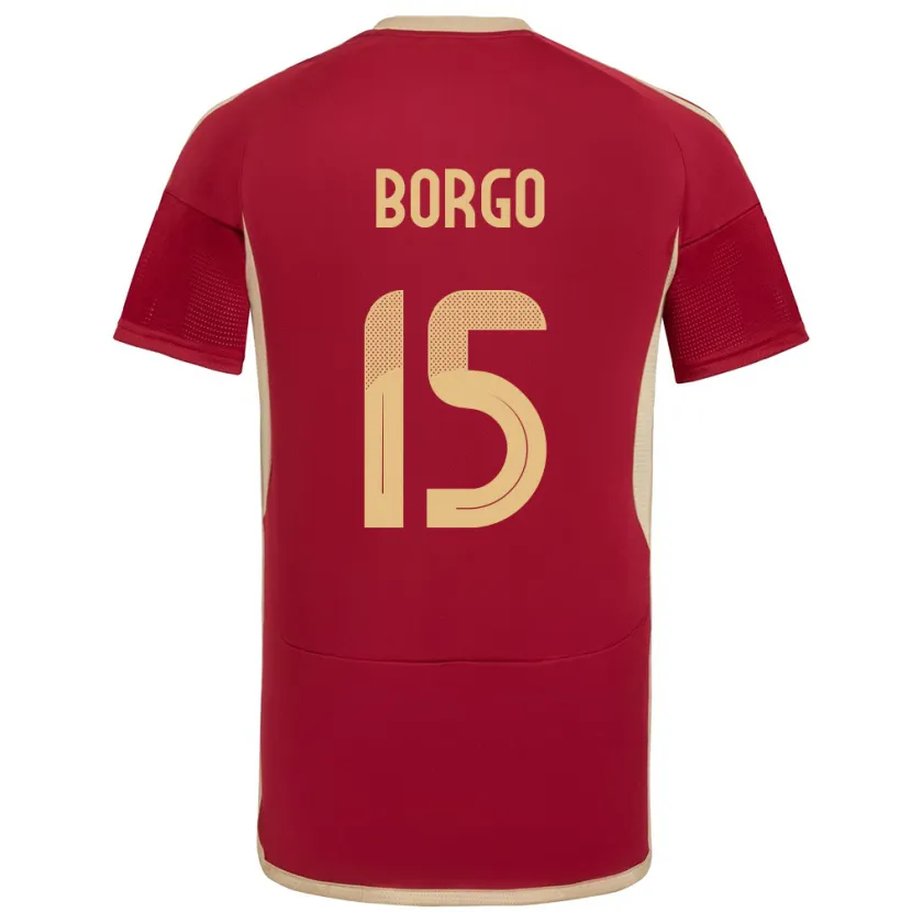 Danxen Hombre Camiseta Venezuela Ángel Borgo #15 Borgoña 1ª Equipación 24-26 La Camisa