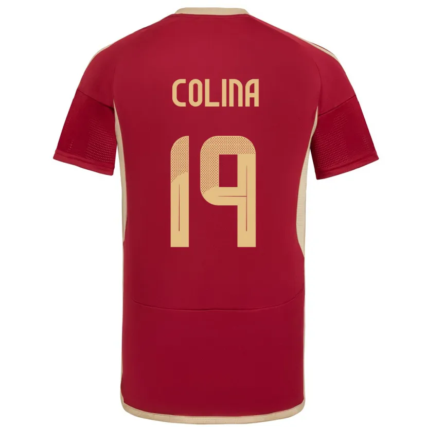 Danxen Hombre Camiseta Venezuela Junior Colina #19 Borgoña 1ª Equipación 24-26 La Camisa