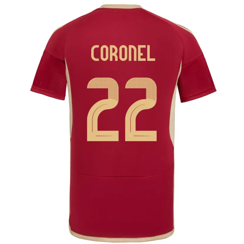 Danxen Hombre Camiseta Venezuela Nohelis Coronel #22 Borgoña 1ª Equipación 24-26 La Camisa
