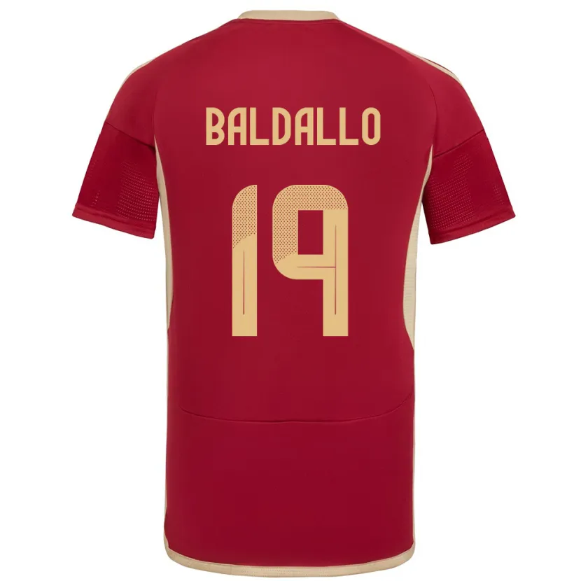Danxen Hombre Camiseta Venezuela Micheel Baldallo #19 Borgoña 1ª Equipación 24-26 La Camisa