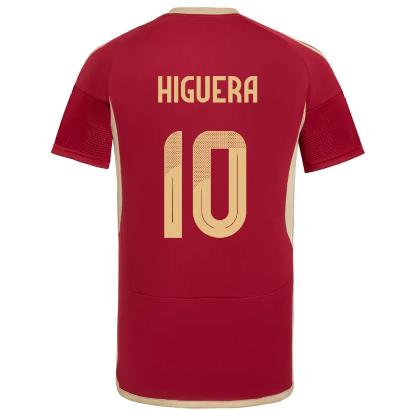 Danxen Hombre Camiseta Venezuela Enyerliannys Higuera #10 Borgoña 1ª Equipación 24-26 La Camisa