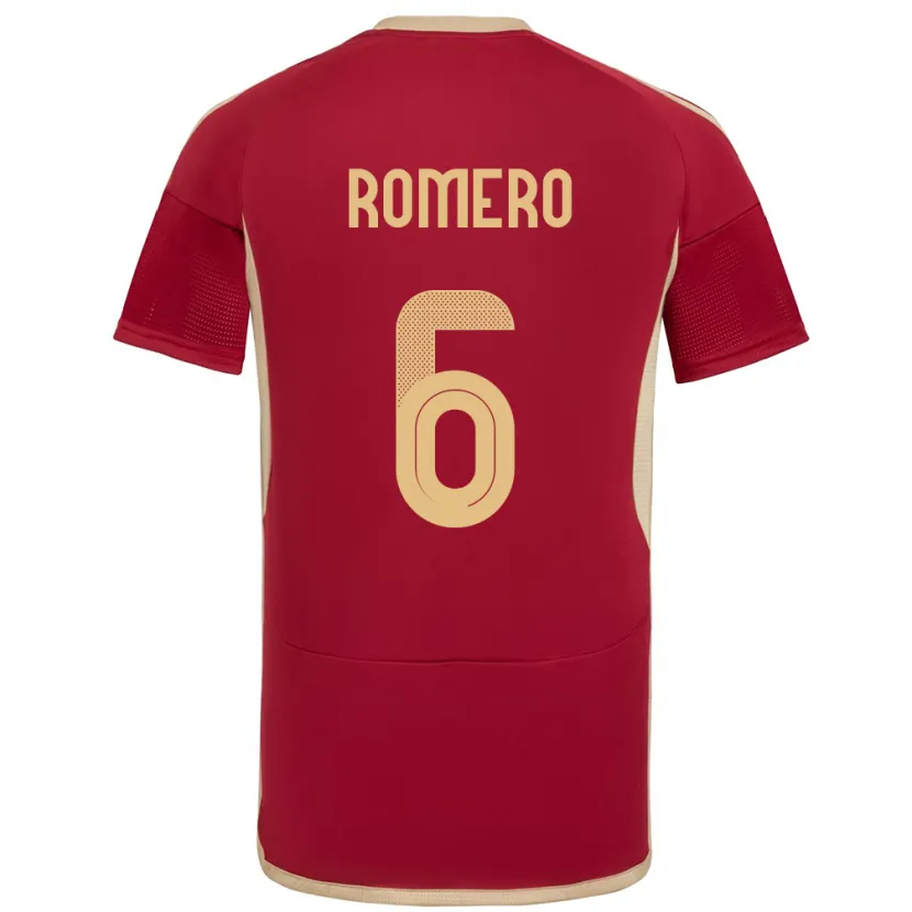 Danxen Hombre Camiseta Venezuela Michelle Romero #6 Borgoña 1ª Equipación 24-26 La Camisa