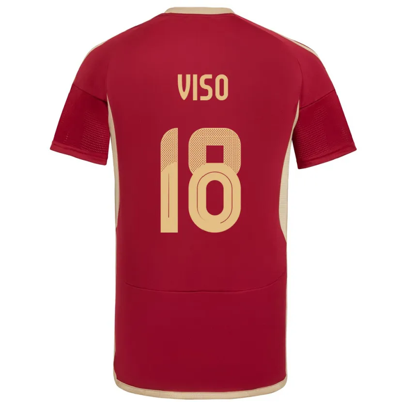 Danxen Hombre Camiseta Venezuela Ysaura Viso #18 Borgoña 1ª Equipación 24-26 La Camisa