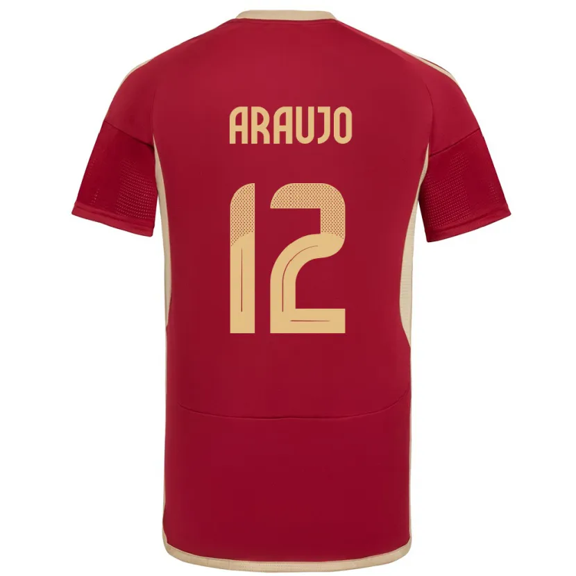Danxen Hombre Camiseta Venezuela Sabrina Araujo #12 Borgoña 1ª Equipación 24-26 La Camisa