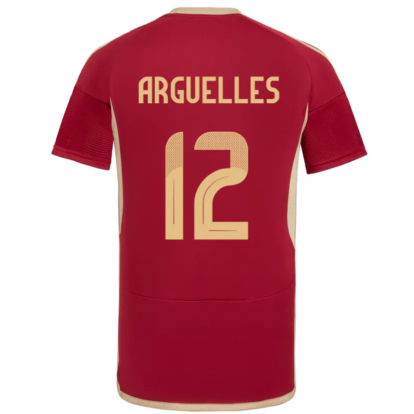 Danxen Hombre Camiseta Venezuela Wilmary Argüelles #12 Borgoña 1ª Equipación 24-26 La Camisa