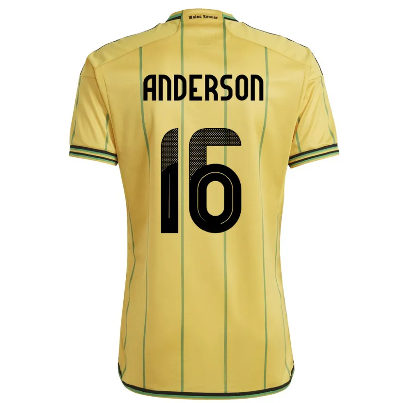 Danxen Hombre Camiseta Jamaica Karoy Anderson #16 Amarillo 1ª Equipación 24-26 La Camisa