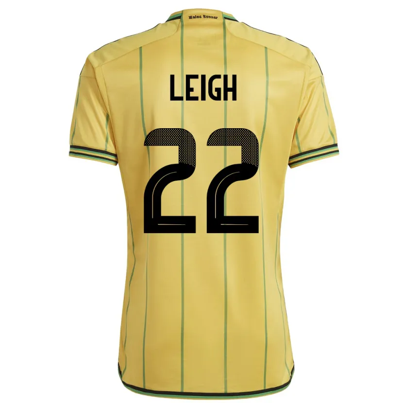 Danxen Hombre Camiseta Jamaica Greg Leigh #22 Amarillo 1ª Equipación 24-26 La Camisa