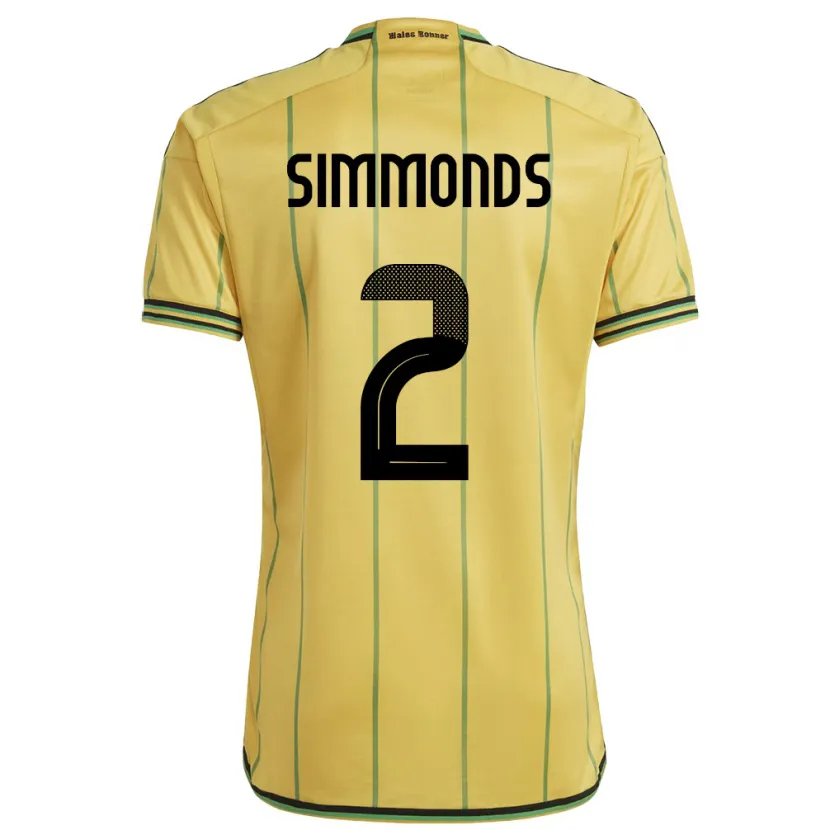 Danxen Hombre Camiseta Jamaica Nicholas Simmonds #2 Amarillo 1ª Equipación 24-26 La Camisa